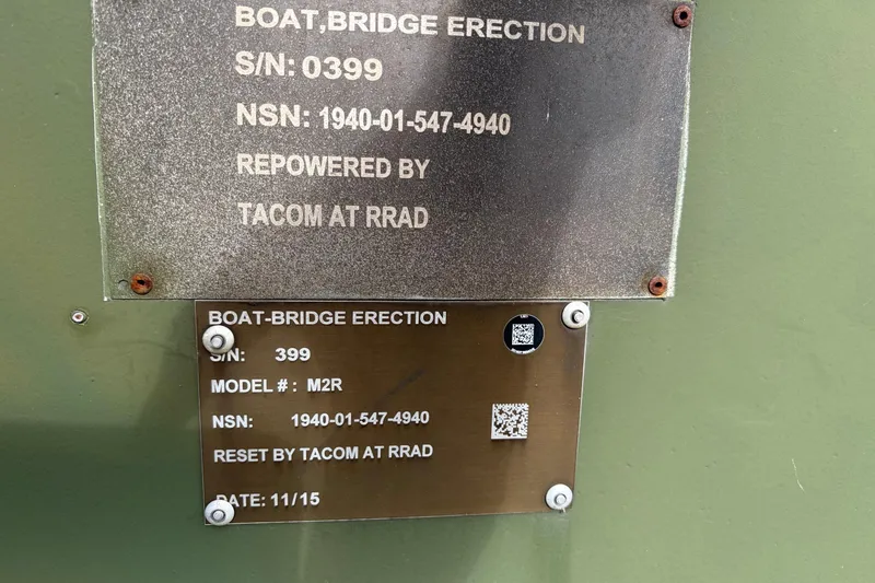 Slide: The Image of Plaques on US Army M2R Bridge Erection Boat, serial number 399, repowered by TACOM. - 5