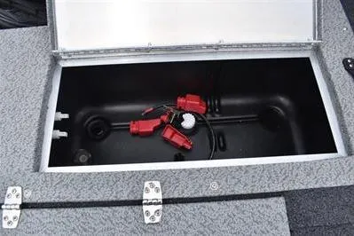 Slide: The Image of 2026 Lowe Fishing Machine 1675 WT livewell with red accessories inside. - 12