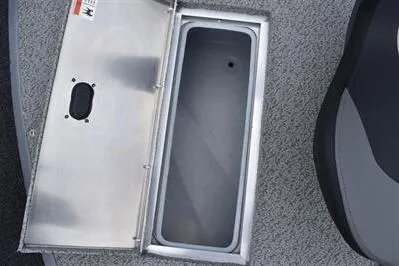 Slide: The Image of 2026 Lowe Fishing Machine 1675 WT livewell compartment with open lid. - 18
