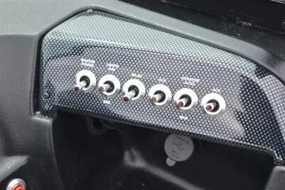 Slide: The Image of Control panel of 2026 Lowe Fishing Machine 1675 WT with multiple switches. - 30