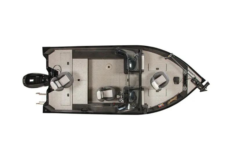 Slide: The Image of Manufacturer Provided Image: Top view of 2025 Lowe Fishing Machine 1675 WT boat with seating and motor. - 42