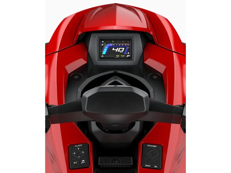 Slide: The Image of 2026 Yamaha GP SVHO jet ski with audio system, red dashboard. - 5