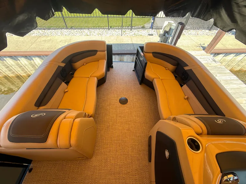 Slide: The Image of Interior of 2024 Barletta CABRIO 24 UETT with luxurious seating. - 3
