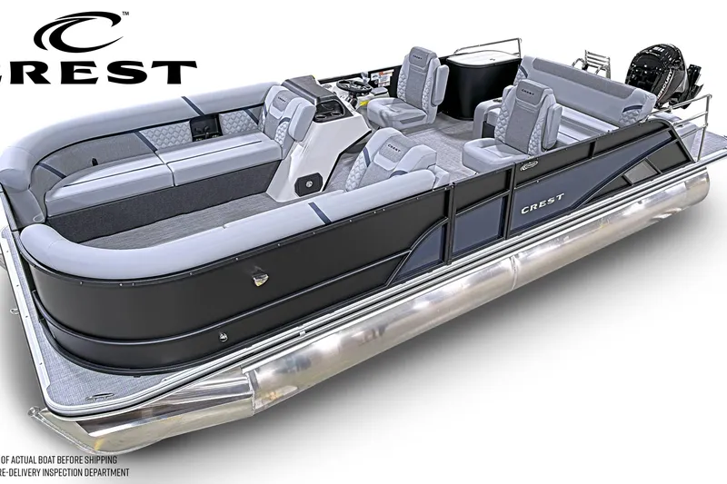 The Image of 2026 Crest Conquest 230 SLSC pontoon boat with luxurious seating and sleek design. - 0