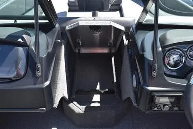 Slide: The Image of 2026 Lowe Fish & Ski 1700 boat interior with dashboard and seating area. - 21