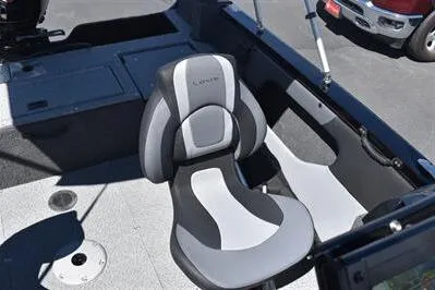 Slide: The Image of 2026 Lowe Fish & Ski 1700 boat interior with a comfortable, modern seat design. - 23