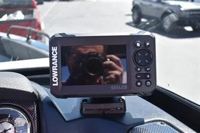 Slide: The Image of Lowrance fish finder on 2026 Lowe Fish & Ski 1700 boat dashboard. - 30