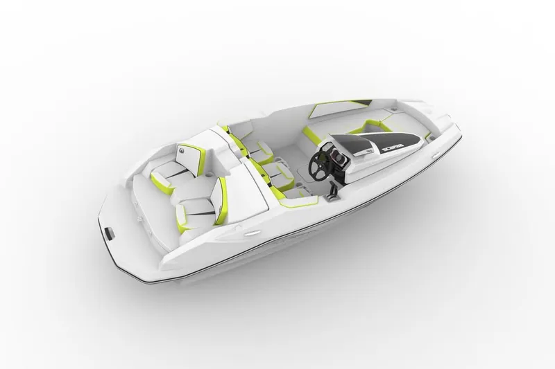 Slide: The Image of 2017 Scarab 165 G boat with sleek design and green accents. - 9