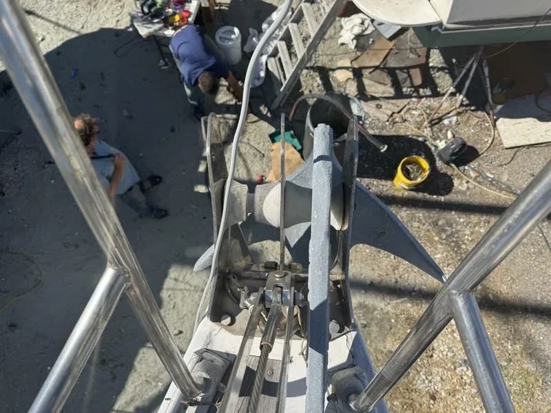 Slide: The Image of Wauquiez Centurion 47, 1987, anchor view from above, shipyard work. - 13
