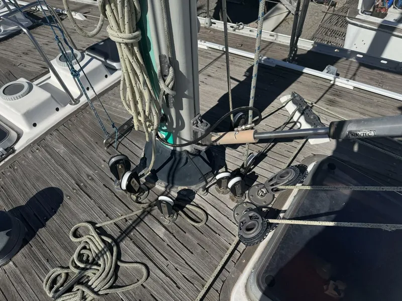 Slide: The Image of Deck of a 1987 Wauquiez Centurion 47 with ropes and pulleys. - 18