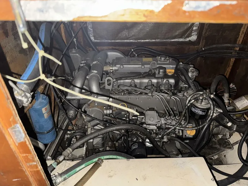 Slide: The Image of Engine compartment of a 1987 Wauquiez Centurion 47 sailboat. - 46