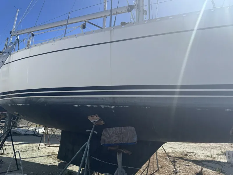 Slide: The Image of 1987 Wauquiez Centurion 47 sailboat on dry dock. - 5