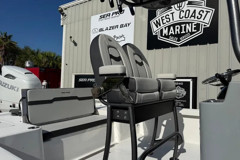 Slide: The Image of 2026 Sea Pro 250 Bay boat interior with Suzuki engine at West Coast Marine. - 5