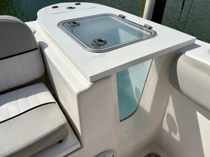 Slide: The Image of Interior view of 2020 Sea Fox 248 Commander with seating and storage. - 18