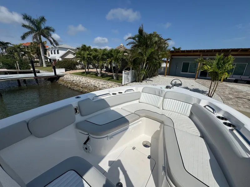 Slide: The Image of Interior view of a 2020 Sea Fox 248 Commander boat at dock. - 33