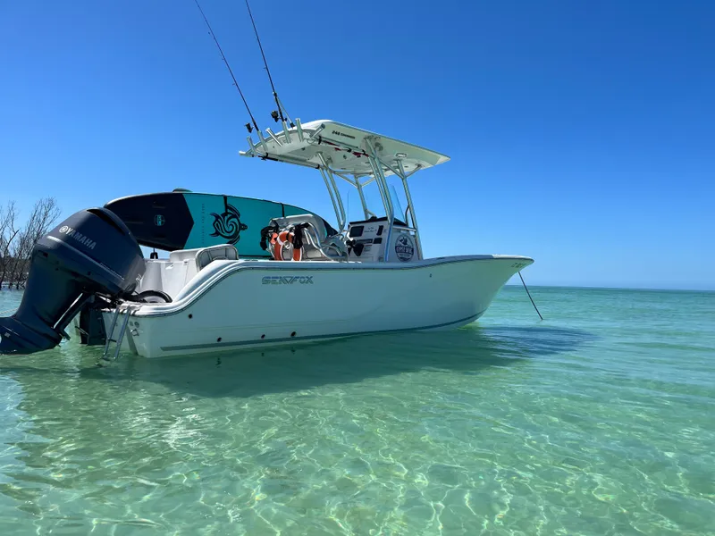 Slide: The Image of 2020 Sea Fox 248 Commander boat anchored in clear water. - 4