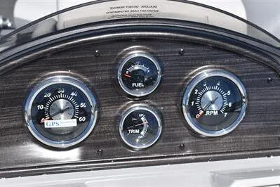 Slide: The Image of Dashboard of 2026 Lowe SF 212 Sport Fish boat with gauges for speed, fuel, and RPM. - 34