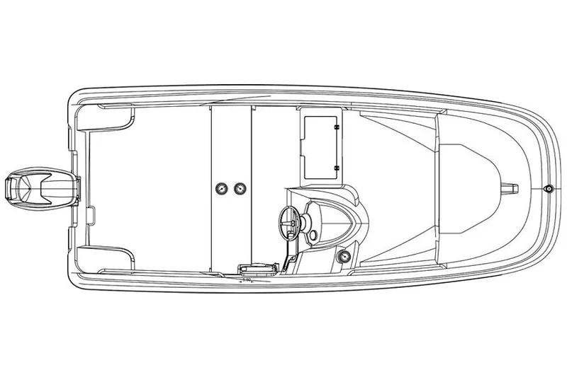 Slide: The Image of Top view of a 2018 Boston Whaler 150 Super Sport boat with clean lines and helm station. - 25