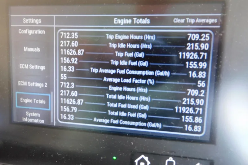 Slide: The Image of Display screen showing engine totals for a 2019 Sea Ray L550 yacht. - 3