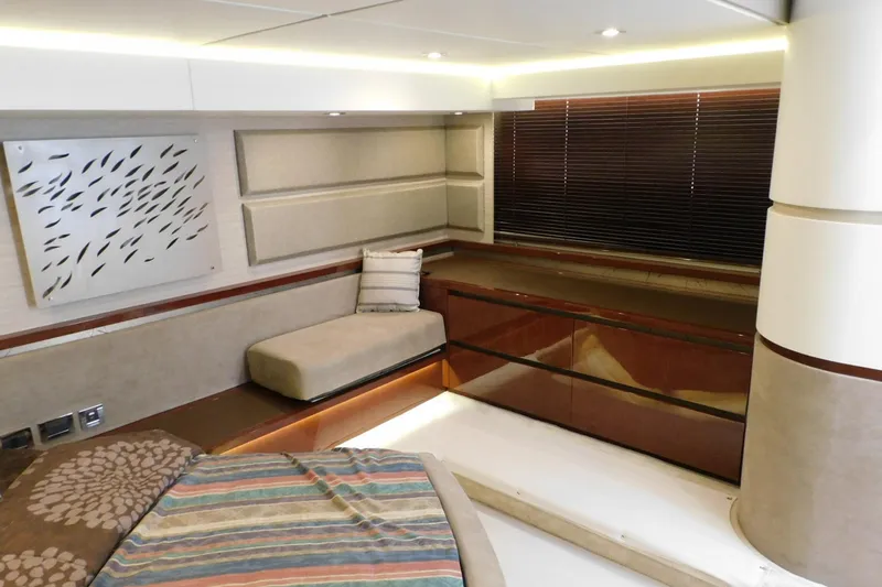 Slide: The Image of Luxurious interior of 2019 Sea Ray L550 yacht with modern decor and comfortable seating. - 42