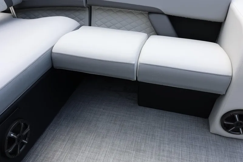 Slide: The Image of Luxurious seating on 2026 Lowe SS 210 CL boat with quilted upholstery. - 22