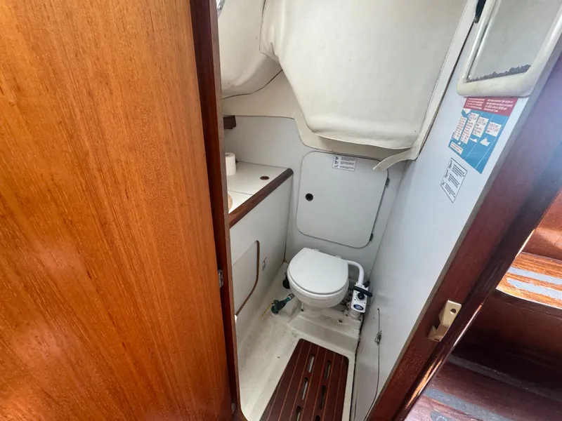 Slide: The Image of Interior view of the toilet on a 1988 Beneteau First 285 yacht. - 18