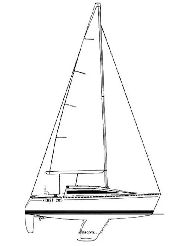 Slide: The Image of Drawing of Beneteau First 285 sailboat, model year 1988. - 33