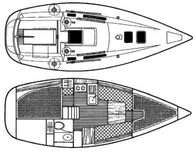 Slide: The Image of Layout of the 1988 Beneteau First 285 sailboat. - 34