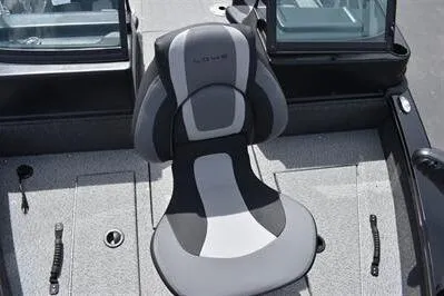Slide: The Image of 2026 Lowe Fishing Machine 1875 boat seat, featuring modern design and comfortable padding. - 28