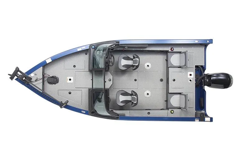 Slide: The Image of Manufacturer Provided Image: Top view of 2025 Lowe Fishing Machine 1875 boat, featuring dual seats and motor. - 49