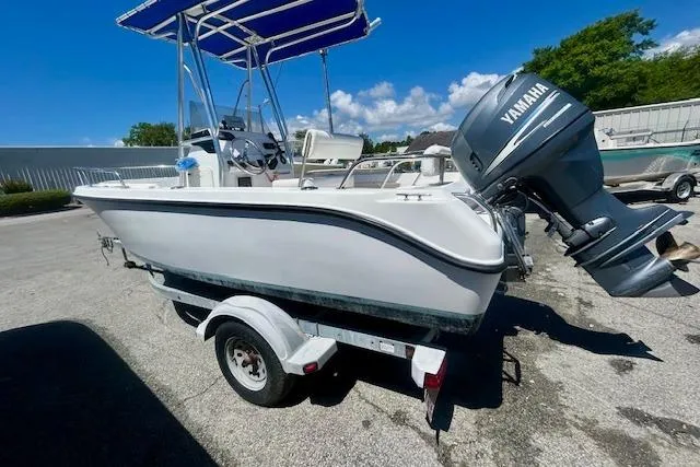 Slide: The Image of 2007 Century 1801 Center Console boat with Yamaha engine on trailer. - 12