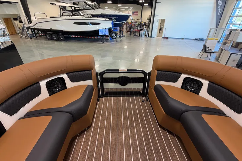 Slide: The Image of Interior view of 2027 Premier 230 Solaris RF - CL boat with luxurious seating. - 7