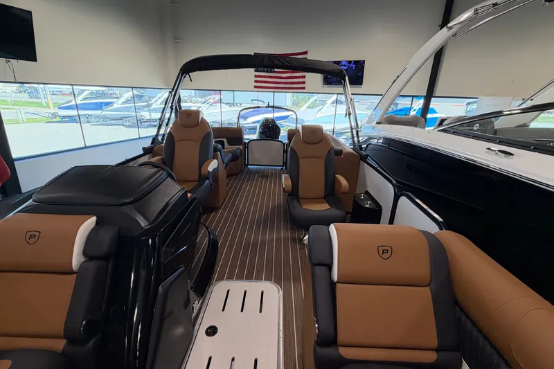 Slide: The Image of Interior of 2027 Premier 230 Solaris RF - CL boat with luxurious seating and modern design. - 10