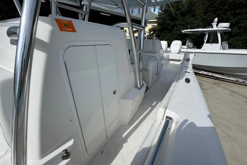 Slide: The Image of 2017 Invincible 39 Open Fisherman boat with sleek white interior and seating. - 20