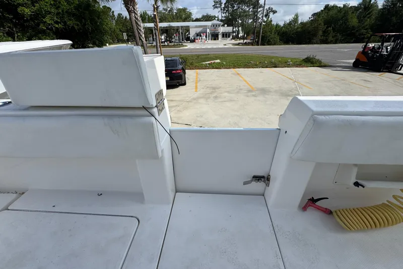 Slide: The Image of 2017 Invincible 39 Open Fisherman boat interior, showing seating and deck details. - 33
