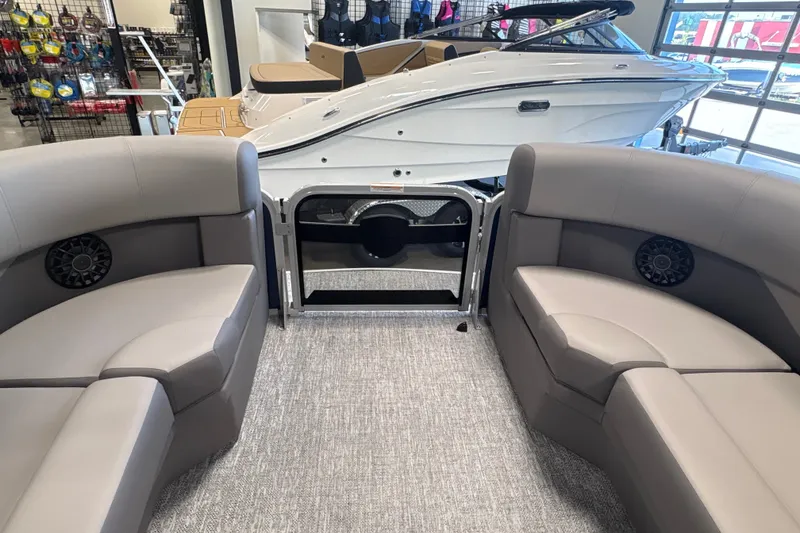 Slide: The Image of Interior view of 2027 Premier 200 Sunscape RL - CL boat with plush seating. - 16