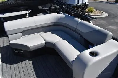 Slide: The Image of 2026 Lowe SF 232 Sport Fish boat with sleek, modern seating and cup holder. - 19
