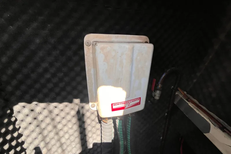 Slide: The Image of Electrical box labeled "Northern Lights" inside a 2008 Broadblue 415 catamaran. - 74