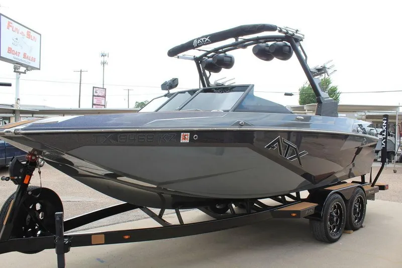 Slide: The Image of 2024 ATX Surf Boats 22 Type-S on trailer at dealership. - 32