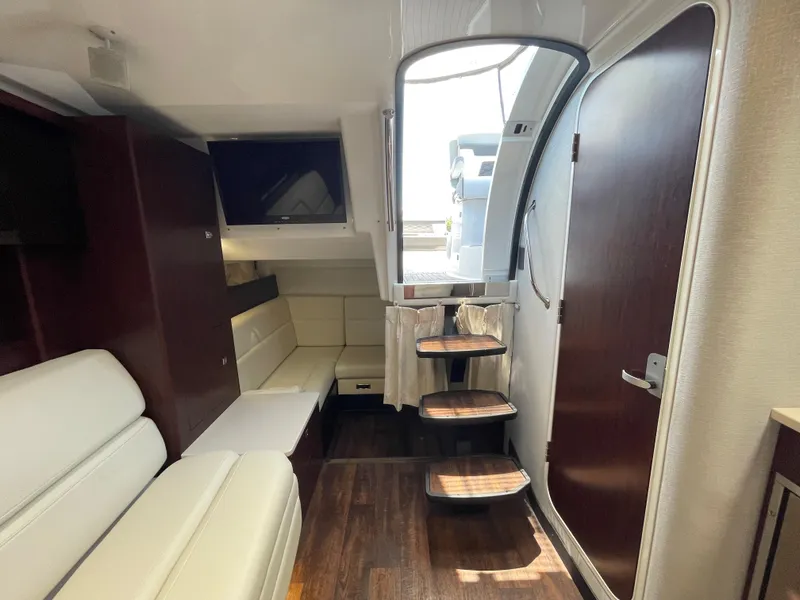 Slide: The Image of Interior of 2021 Monterey 335 Sport Yacht with elegant furnishings. - 30