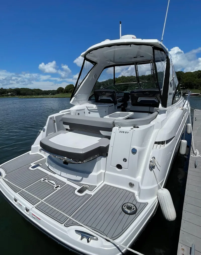 Slide: The Image of Monterey 335 Sport Yacht 2021 at dock, sunny day. - 5