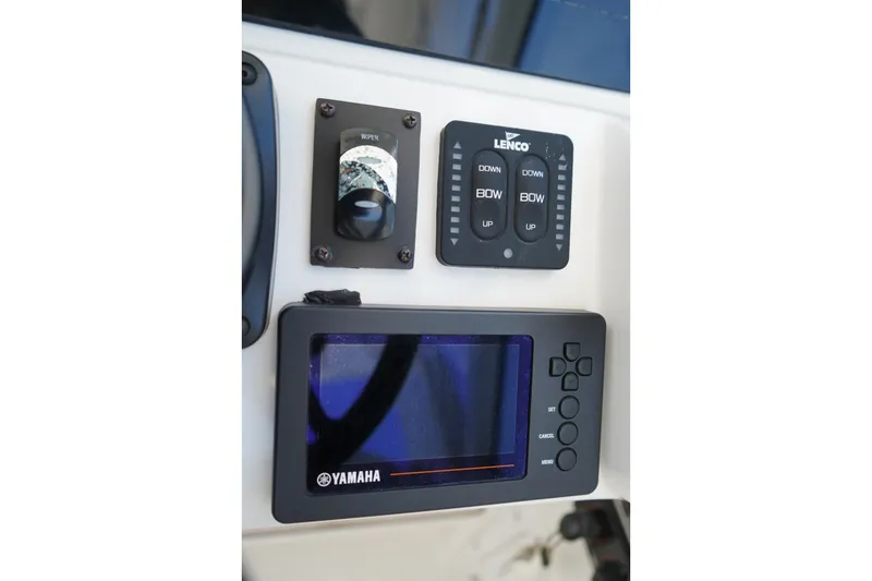 Slide: The Image of Control panel of 2020 Edgewater 262CX Crossover boat with Yamaha display. - 26