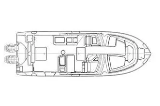 Slide: The Image of Manufacturer Provided Image: Top view schematic of a 2020 Edgewater 262CX Crossover boat layout. - 38