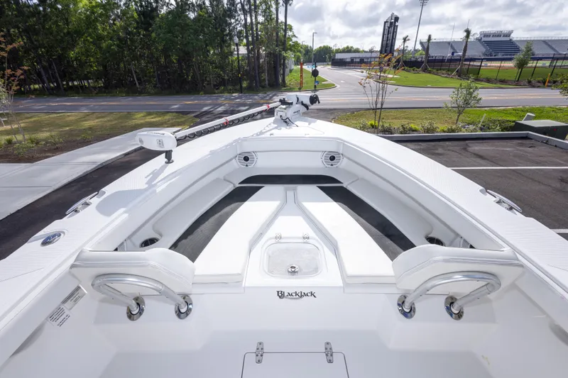 Slide: The Image of 2022 BlackJack 256 Coastal boat interior, showcasing spacious seating and sleek design. - 24
