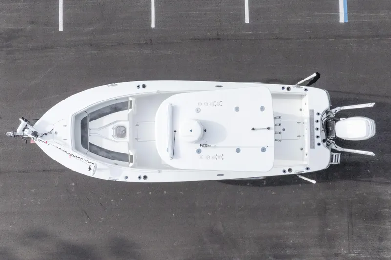 Slide: The Image of Overhead view of 2022 BlackJack 256 Coastal boat in a parking lot. - 45