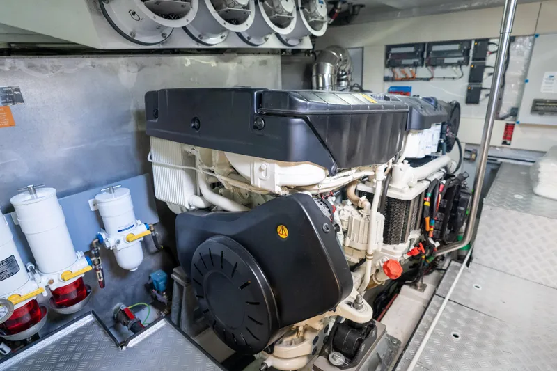 Slide: The Image of Engine room of 2025 Sirena 58 yacht, showcasing advanced machinery and components. - 78