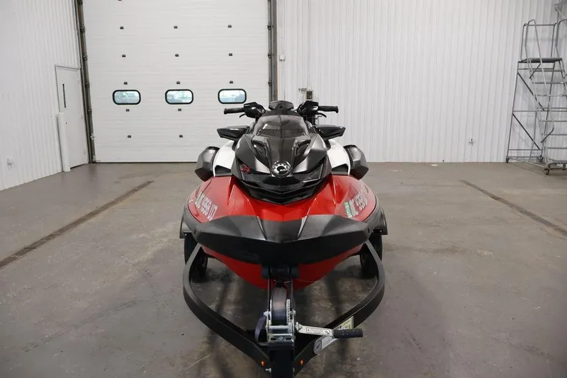 Slide: The Image of 2026 Sea-Doo RXP-X 325 jet ski in a garage, front view. - 5