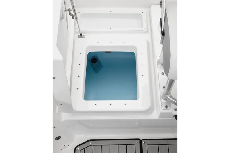 Slide: The Image of Yamaha Boats 195 FSH Sport 2025, interior storage compartment view. - 6