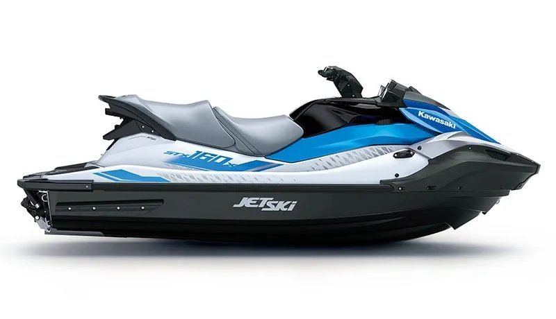 The Image of 2026 Kawasaki Jet Ski STX 160X in blue and white. - 1
