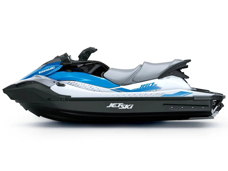 Slide: The Image of 2026 Kawasaki Jet Ski STX 160X in blue and white. - 2